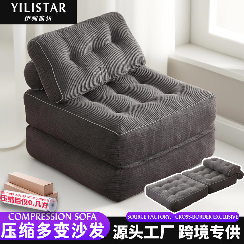 Cross-border Custom Corduroy Compressed Tatami Sofa Bed Small Apartment Changeable Modular Sofa Living Room Bedroom Lazy