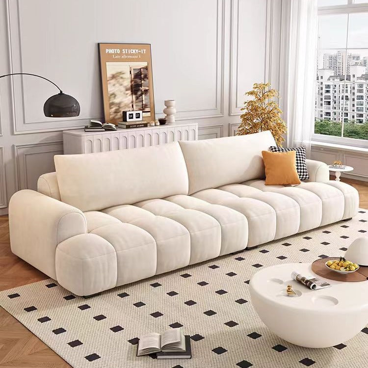 Cream Style Puff Cotton Candy Sofa Living Room Small Apartment Piano Keys Straight Three-Person Cloud Fabric Sofa