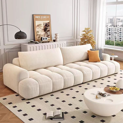 Cream Style Puff Cotton Candy Sofa Living Room Small Apartment Piano Keys Straight Three-Person Cloud Fabric Sofa