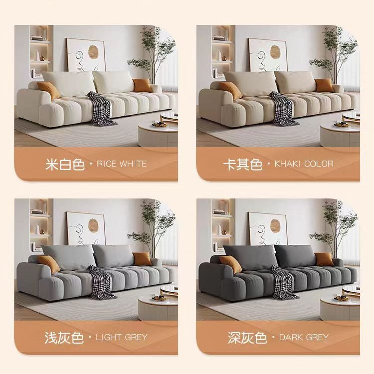 Cream Style Puff Cotton Candy Sofa Living Room Small Apartment Piano Keys Straight Three-Person Cloud Fabric Sofa