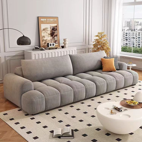 Cream Style Puff Cotton Candy Sofa Living Room Small Apartment Piano Keys Straight Three-Person Cloud Fabric Sofa